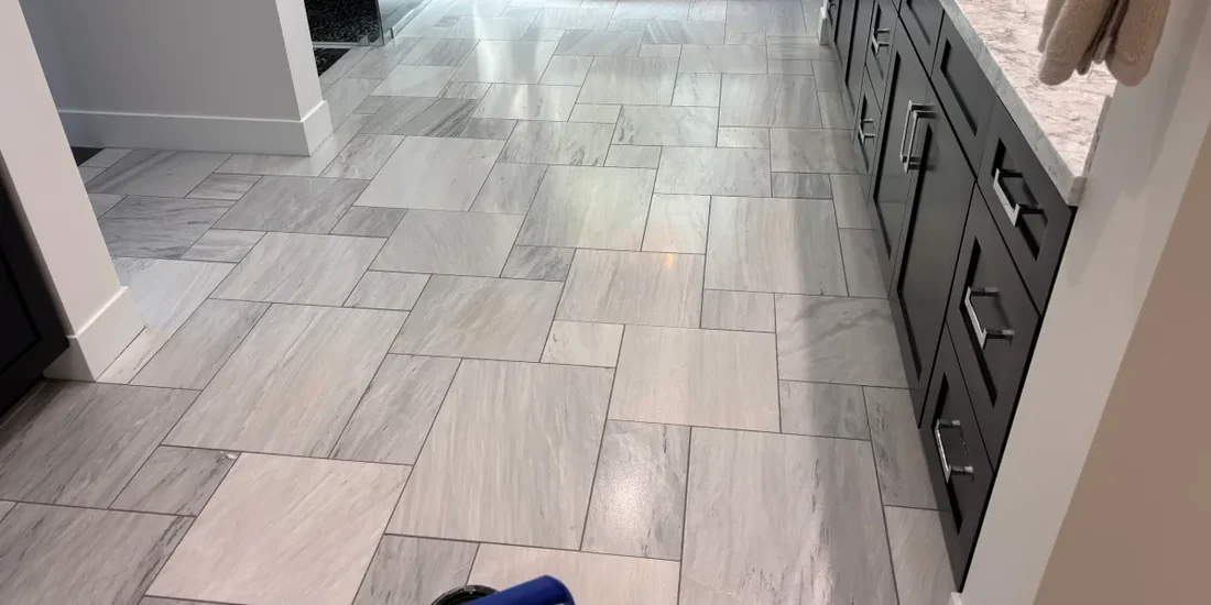 Natural stone floor after cleaning and sealing